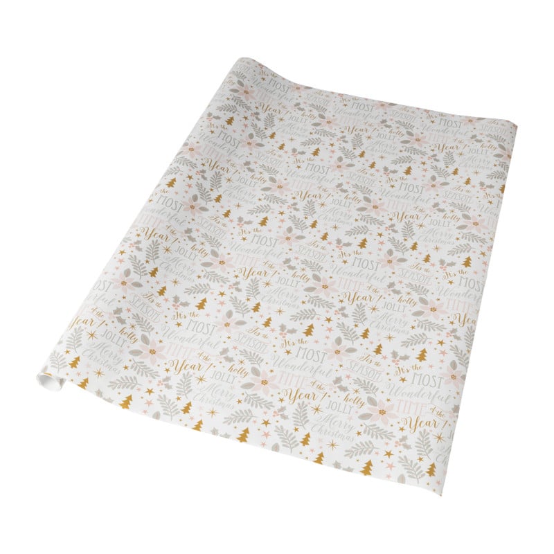 Kerst inpakpapier wonderful time - multikleur - 70x200 cm