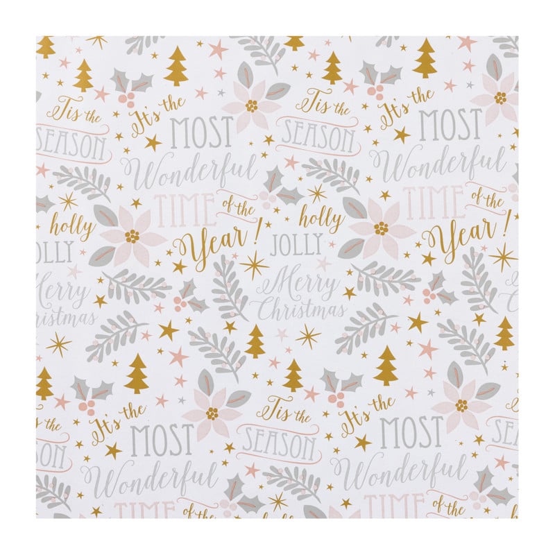 Kerst inpakpapier wonderful time - multikleur - 70x200 cm