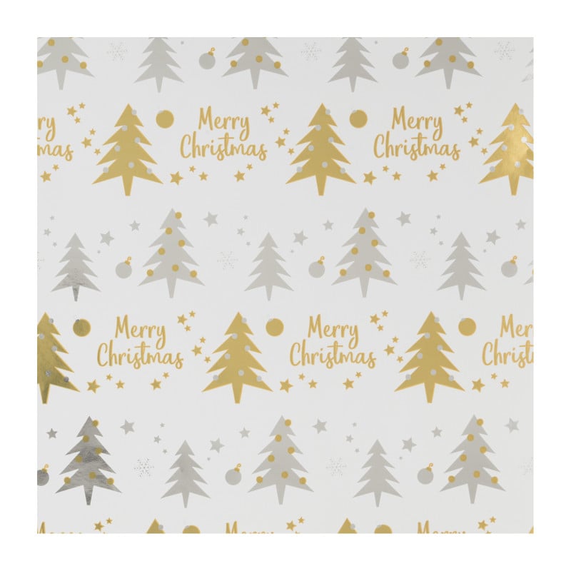 Kerst inpakpapier merry christmas - wit - 70x200 cm