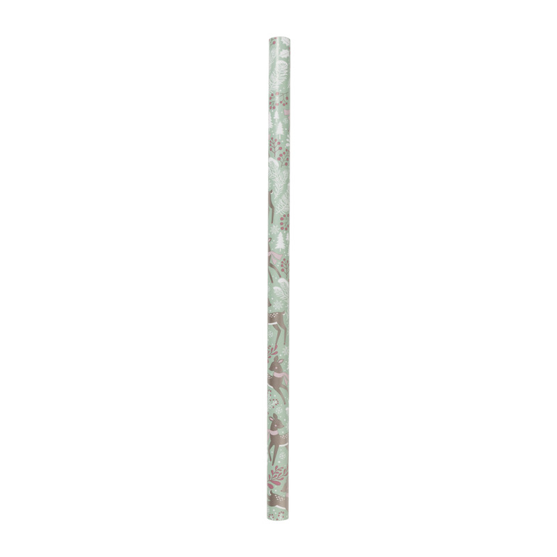 Kerst inpakpapier rendier - groen - 70x200 cm
