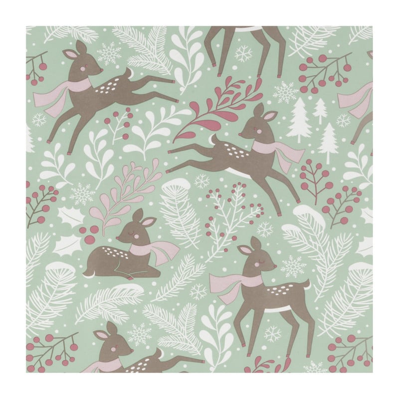 Kerst inpakpapier rendier - groen - 70x200 cm