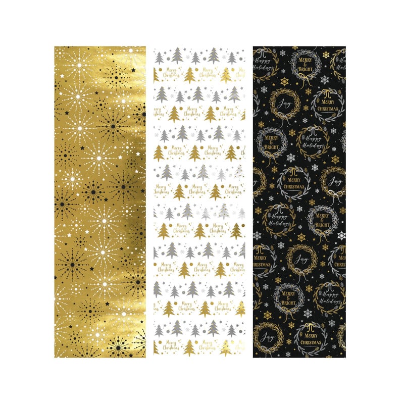 Inpakpapier kerst metaal - multikleur - 70x200 cm - diverse varianten