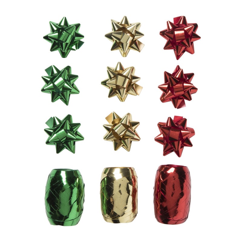 Lint met strik - groen/rood/goudkleurig - set van 3