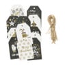 Hang tags kerst - zwart/goud - set van 12