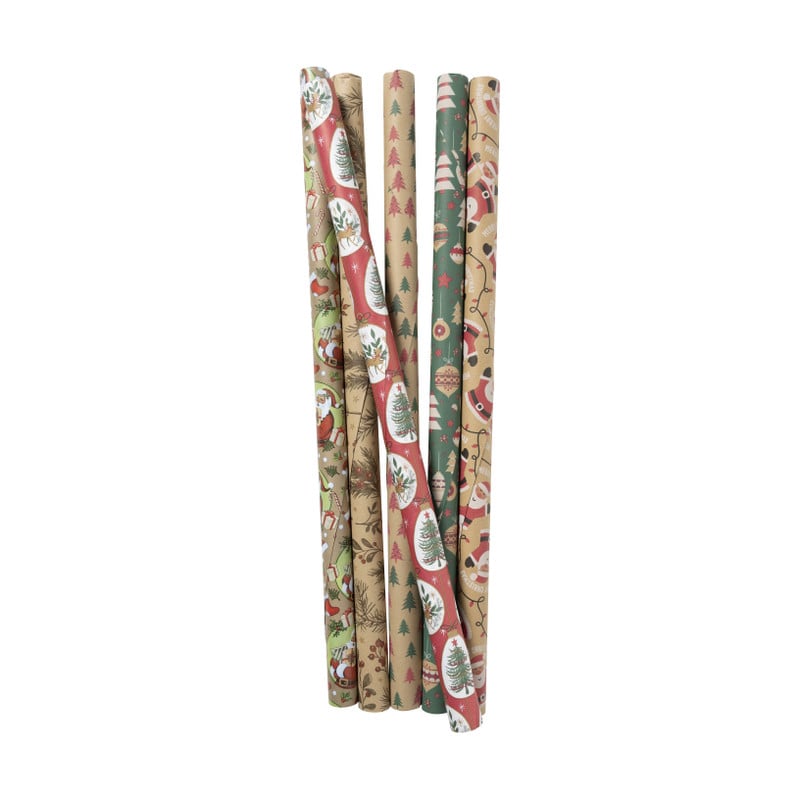 Kerst cadeaupapier kraft - 200x70 cm - diverse varianten