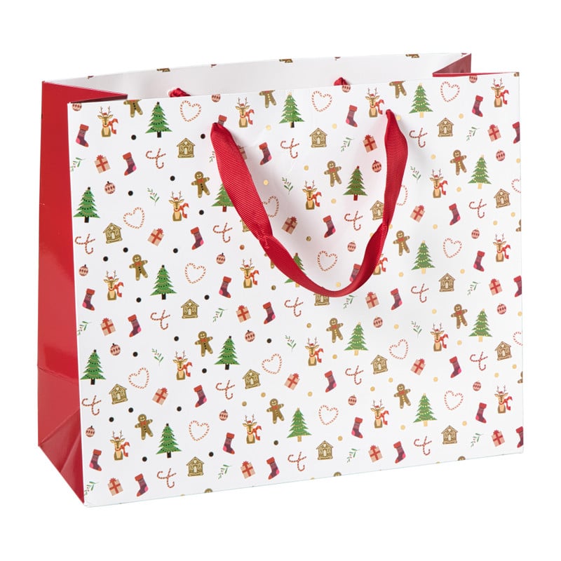 Cadeautas holly jolly maat L - diverse varianten