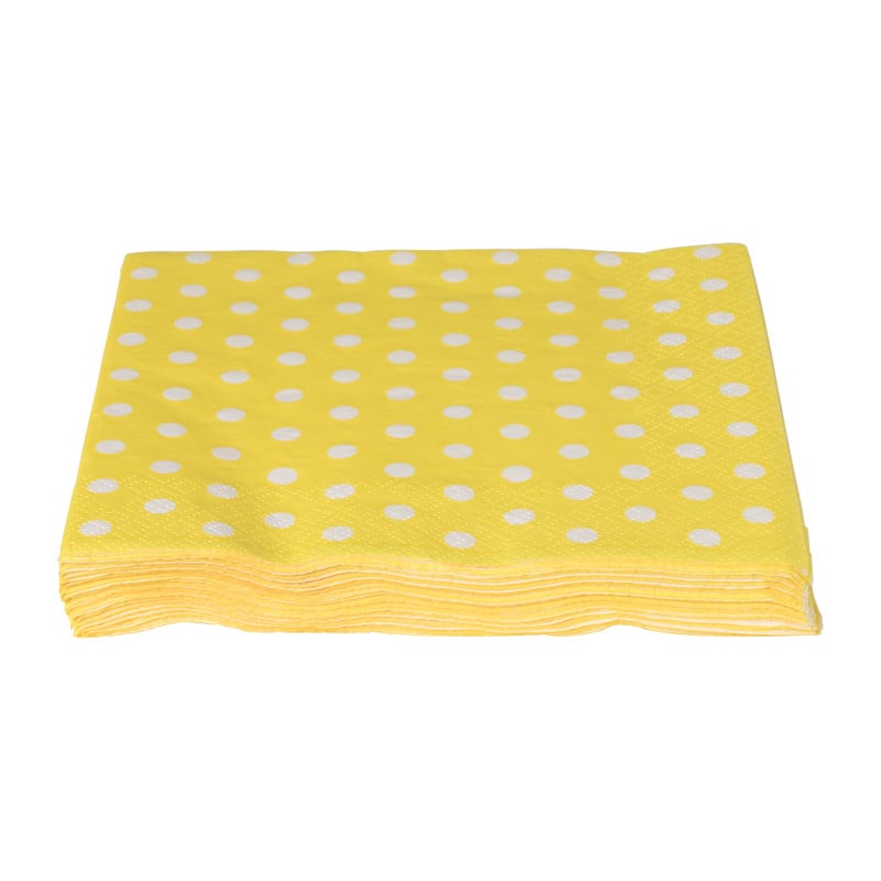 Servetten dots - geel - 33x33 cm