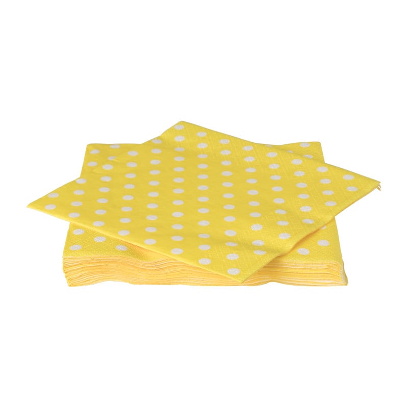 Servetten dots - geel - 33x33 cm