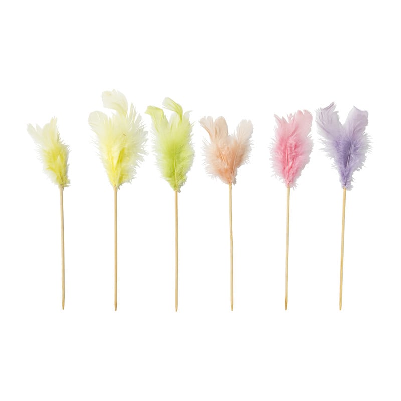 Veren stokjes gekleurd - set van 6 - 25 cm