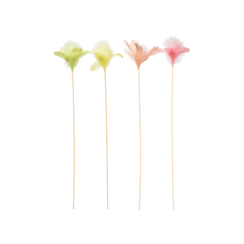 Veer op stok klein - diverse kleuren - 45 cm