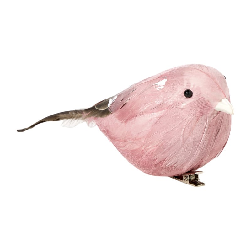 Vogel op clip gekleurd - diverse kleuren - 15x7x6 cm