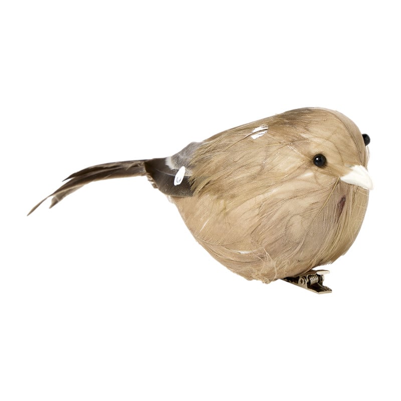 Vogel op clip gekleurd - diverse kleuren - 15x7x6 cm