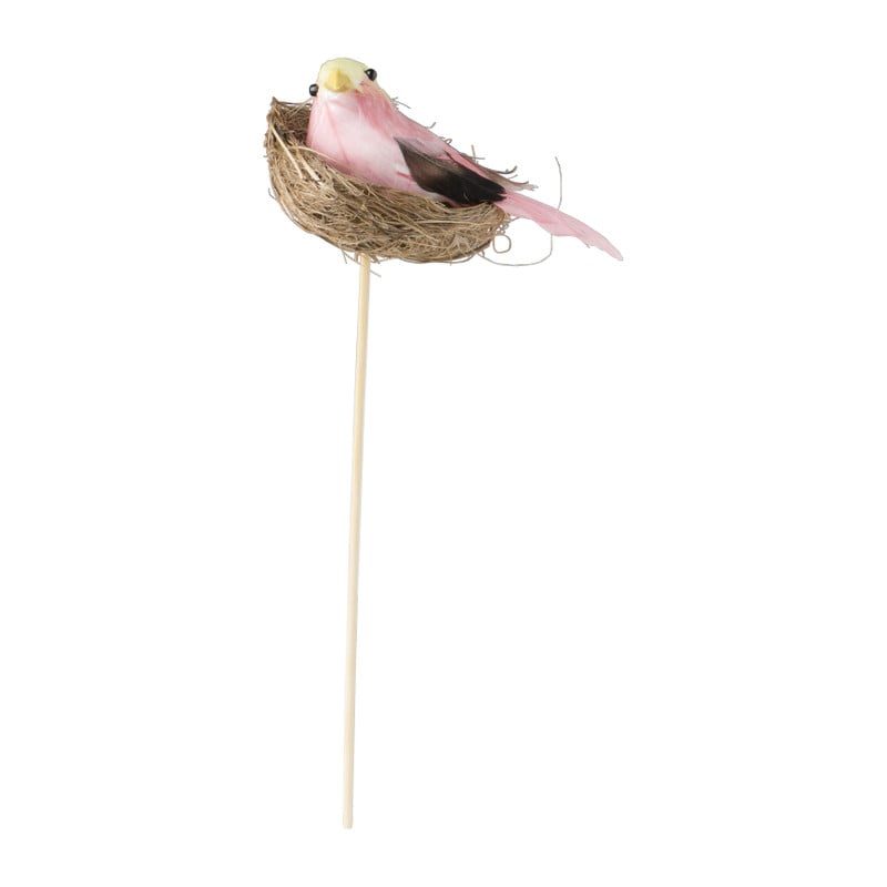 Vogelnestje op stok - diverse varianten - 24x11x7 cm