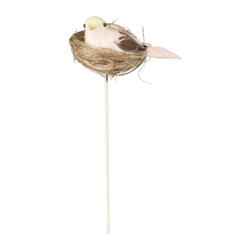 Vogelnestje op stok - diverse varianten - 24x11x7 cm