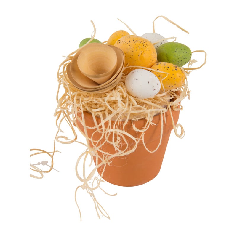 Pot met paasdecoratie