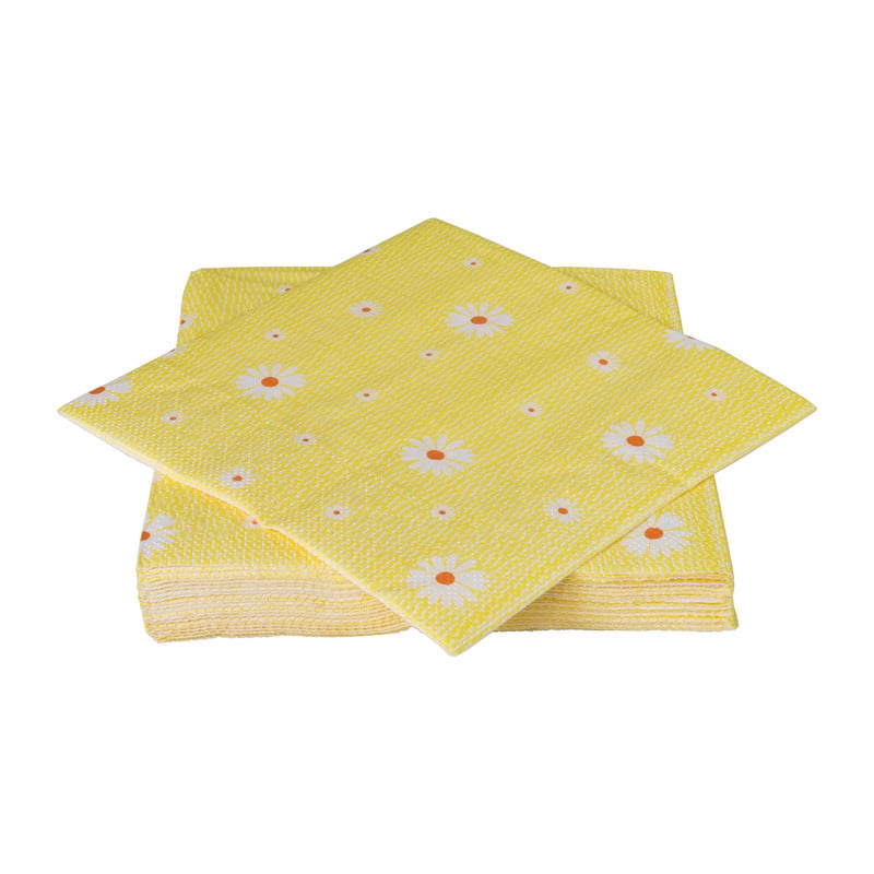 Servet bloem - geel/oranje - set van 12 - 33x33 cm 