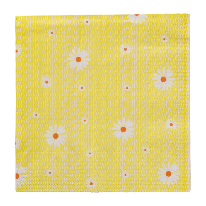 Servet bloem - geel/oranje - set van 12 - 33x33 cm 