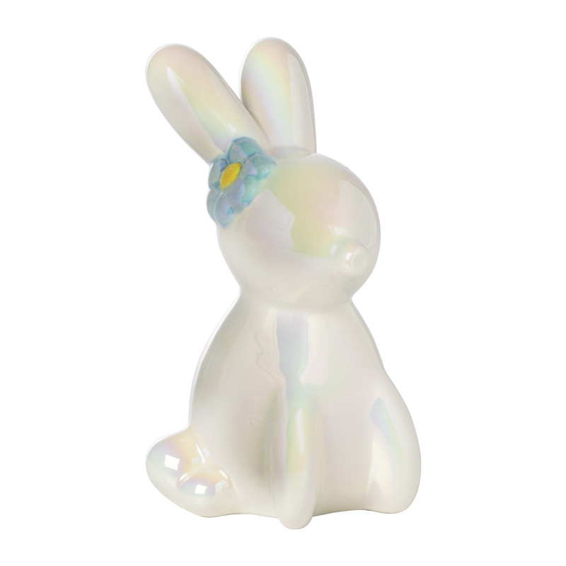 Paashaas beeldje ballon - blauw - 13x8x8 cm