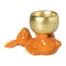 Waxinelichthouder haas - oranje/goudkleurig - 8.5x13x6.5 cm