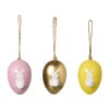 Hanger ei haas pompom - goudkleurig/wit - set van 6