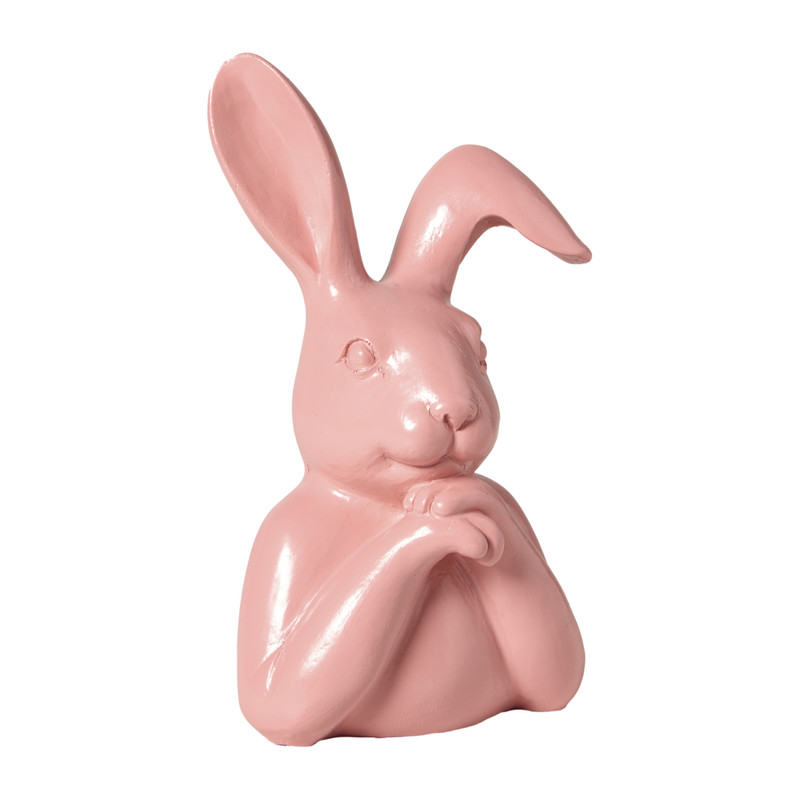 Beeldje haas - roze - 15.5x8.5x7 cm