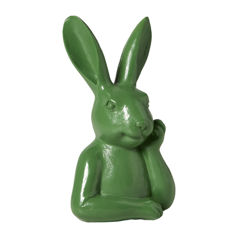 Beeldje haas - groen - 15.5x8.5x7 cm