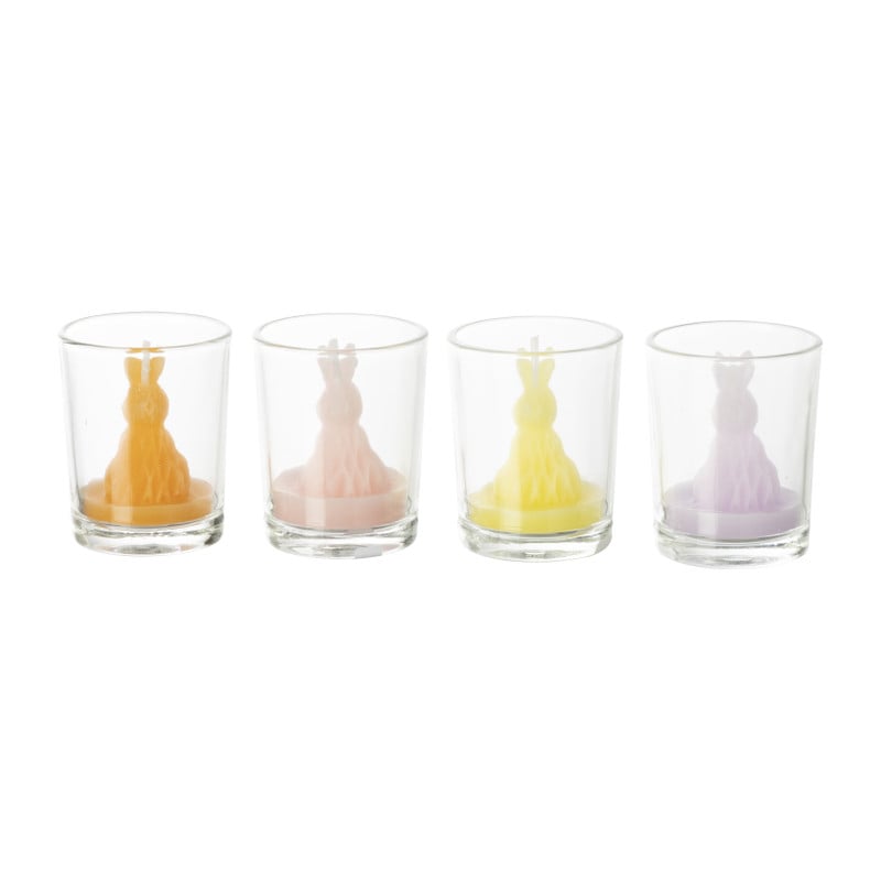 Waxinelicht konijn in glas - diverse varianten - ø5x6 cm
