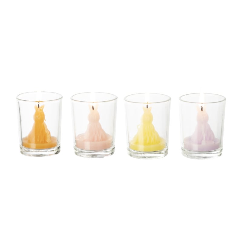 Waxinelicht konijn in glas - diverse varianten - ø5x6 cm