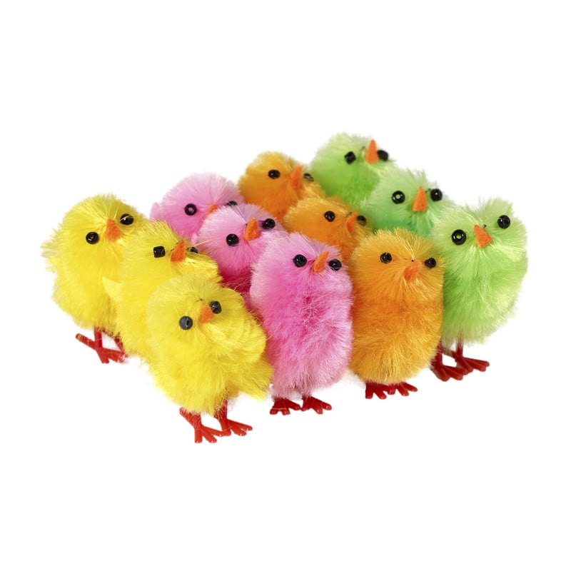 Chenille kuikens klein - pastel - set van 12