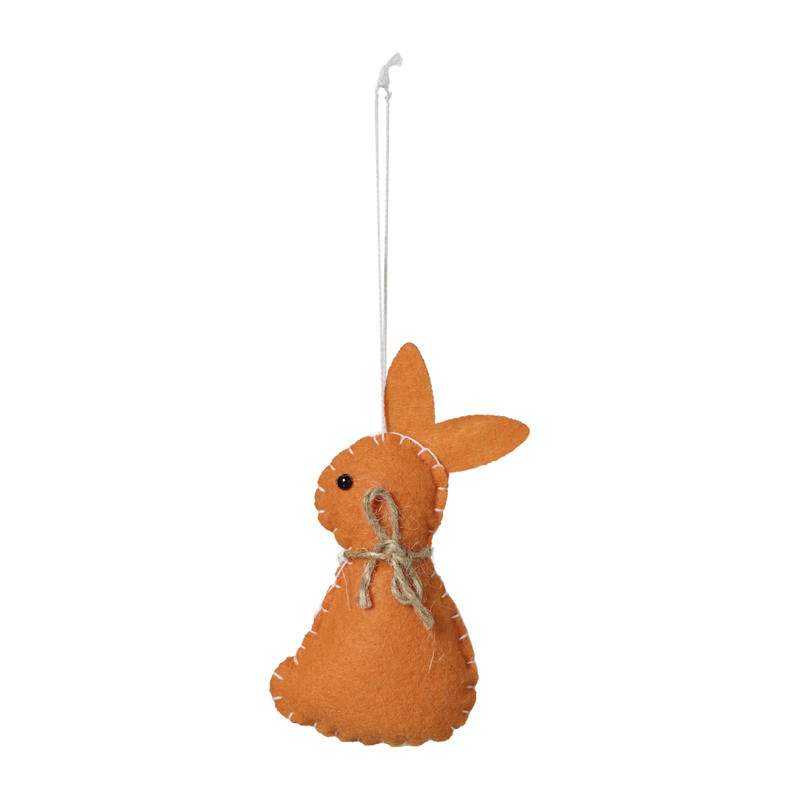 Hanger konijn vilt - oranje - 11 cm