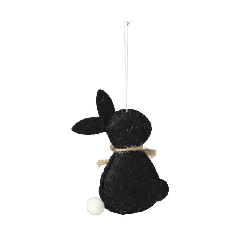 Hanger konijn vilt - zwart - 11 cm