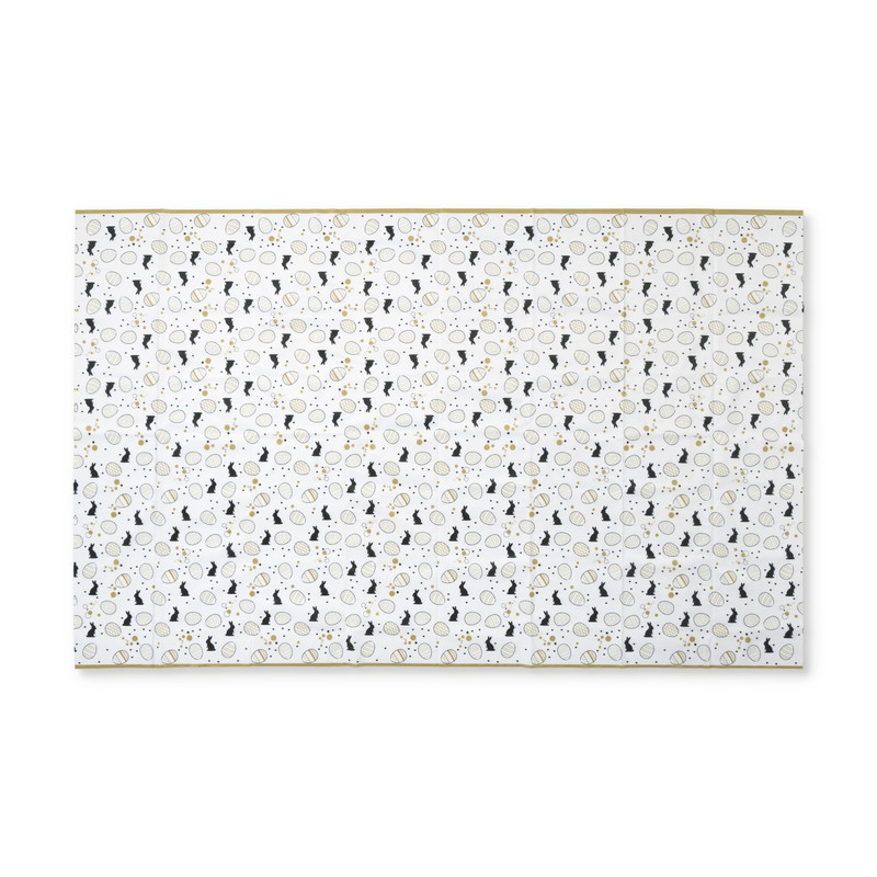 Tafelkleed paashaas - wit/goud/zwart - papier - 138x220 cm