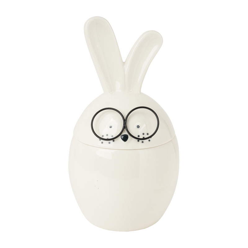 Pot haasje met bril - wit - 24 cm