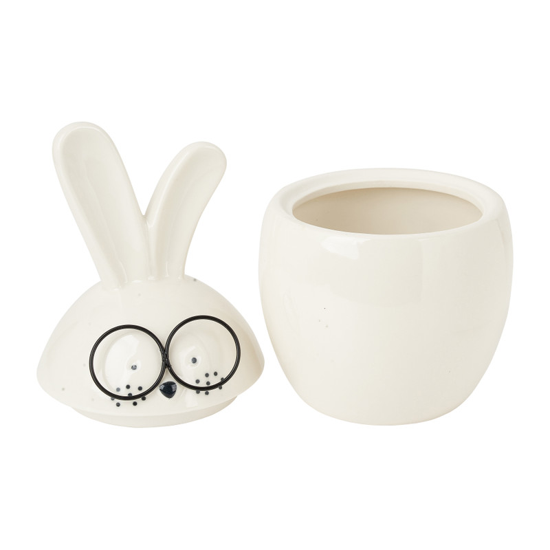 Pot haasje met bril - wit - 24 cm