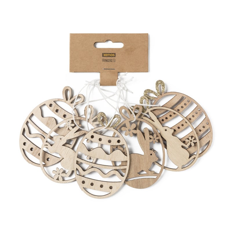 Paasei hangers - hout - set van 6