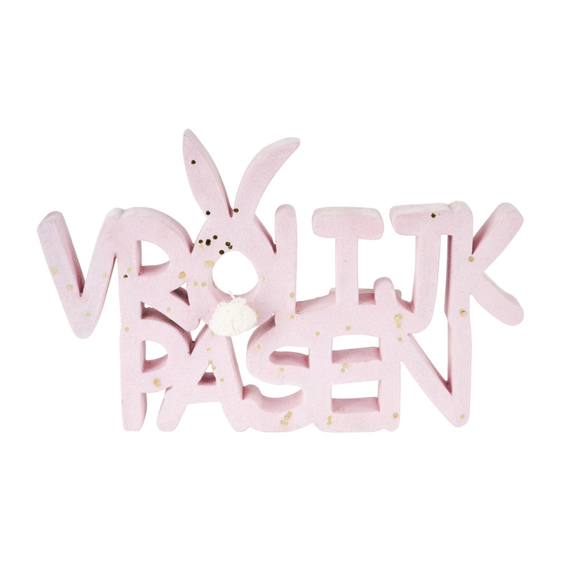 Vrolijk pasen - roze - 24x15 cm