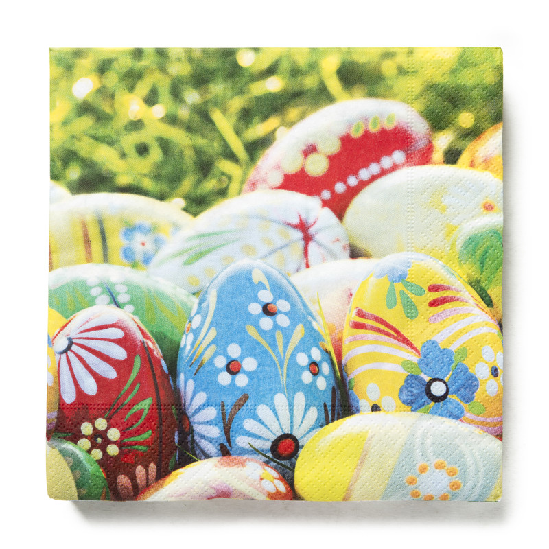 Servetten paaseitjes - multikleur - 16.5x16.5 cm - set van 20