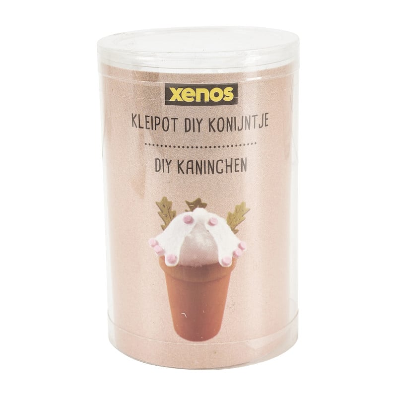 Kleipot DIY paaskonijntje met wortel - 7x6x10 cm