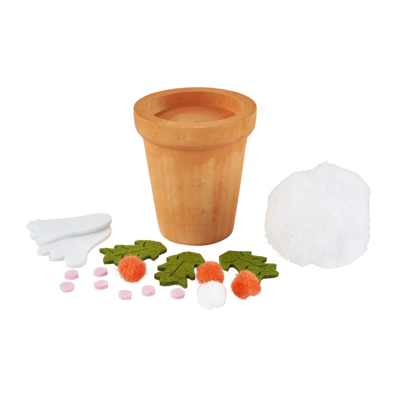 Kleipot DIY paaskonijntje met wortel - 7x6x10 cm