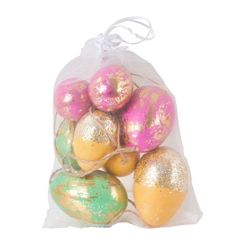 Decoratie eieren - glitter en goud - set van 9
