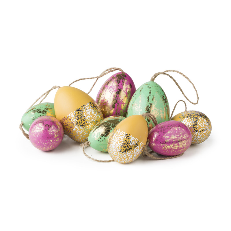 Decoratie eieren - glitter en goud - set van 9