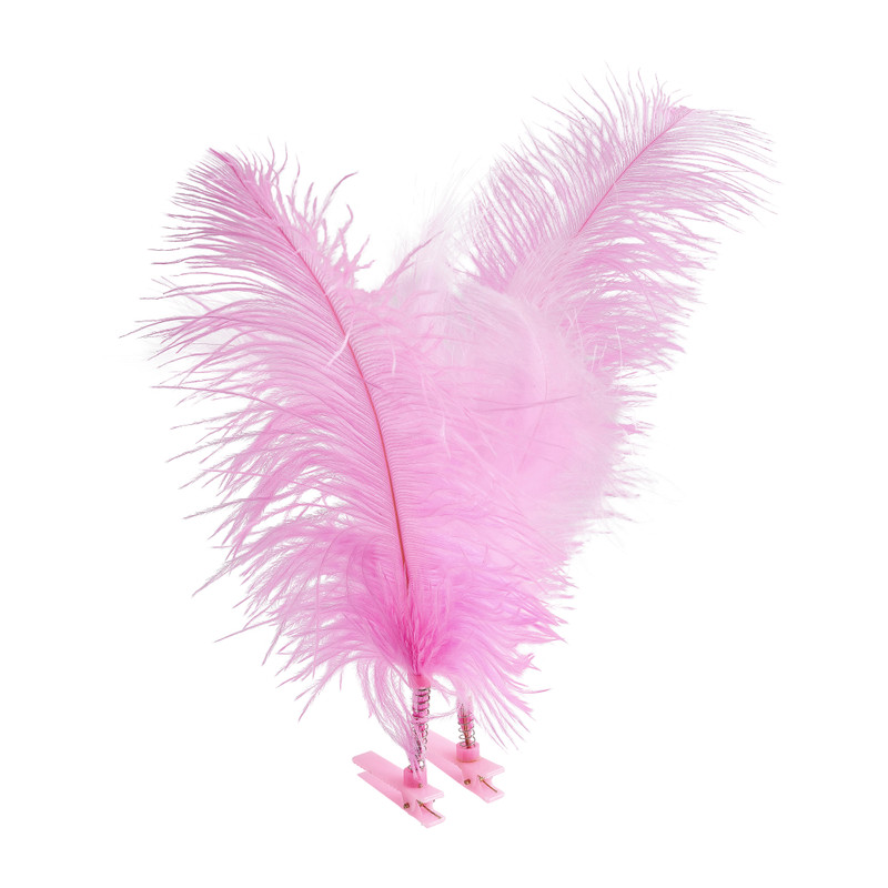 Veren met clipjes - roze - 2 stuks