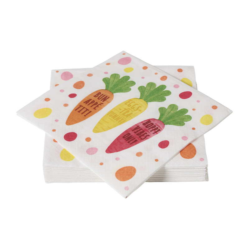 Servetten wortels - wit - 33x33 cm - set van 20