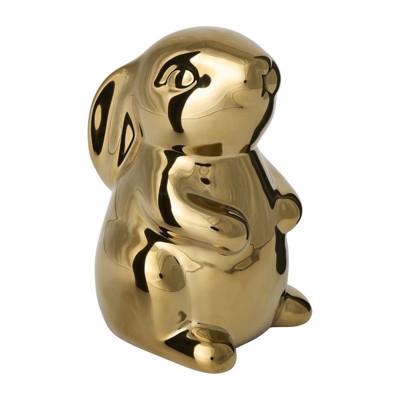 Beeldje haas - goud - 16x11x11 cm