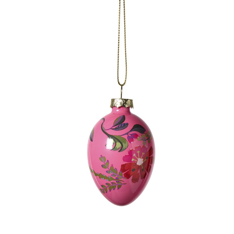 Paashanger ei bloemen - roze - ø5x7 cm