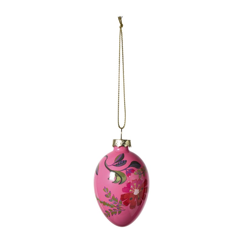 Paashanger ei bloemen - roze - ø5x7 cm