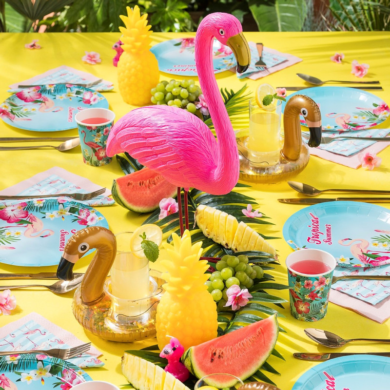Flamingo drinkhouder - goudkleurig - 20x18 cm