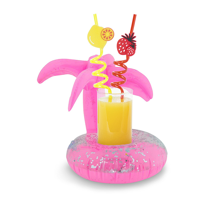 Palmboom drinkhouder - roze - 22x20x30 cm