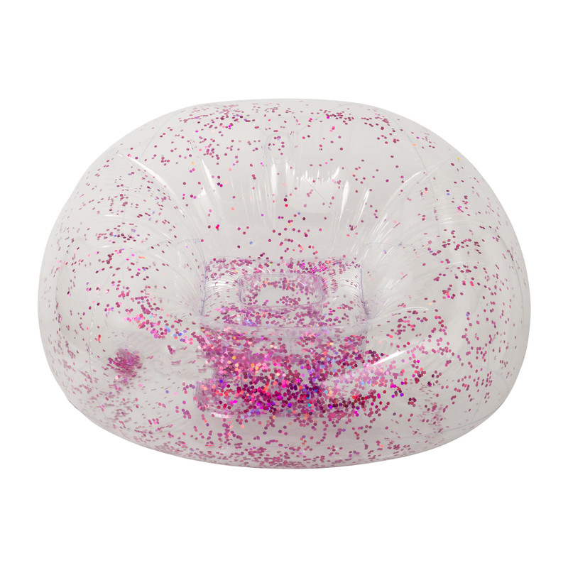 Opblaasbare glitterstoel - roze