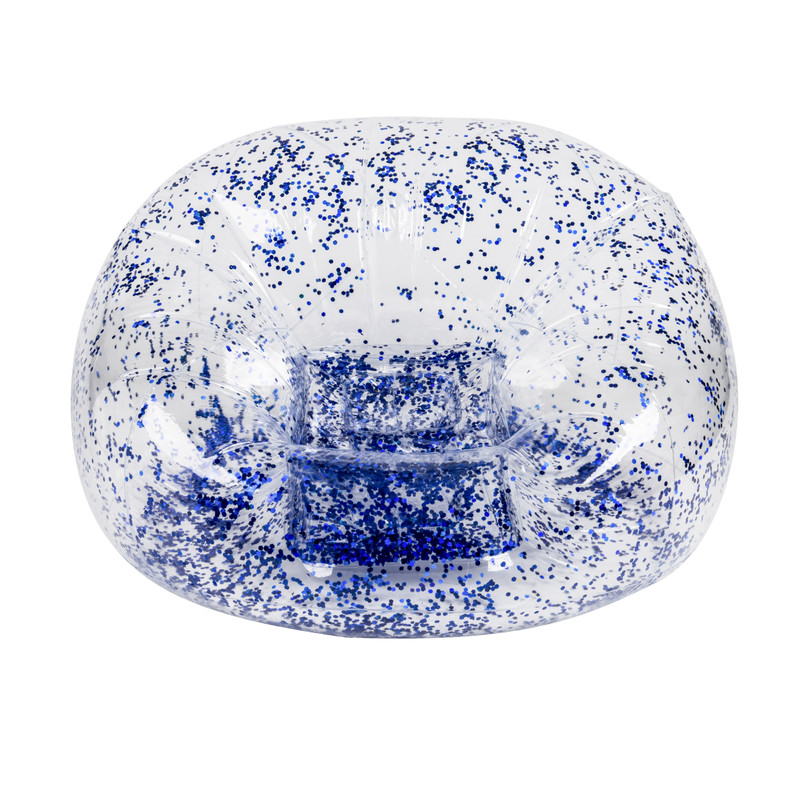 Opblaasbare glitterstoel - blauw